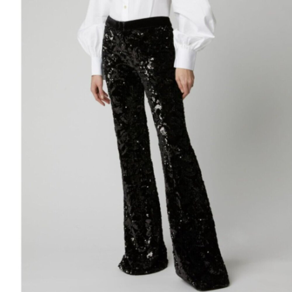 Alexis Velvet Sequins Flared Pants - NWOT NAVY BLUE